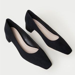 Black suede pump heels size 8